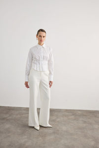 White Pleated Detail  Shirt