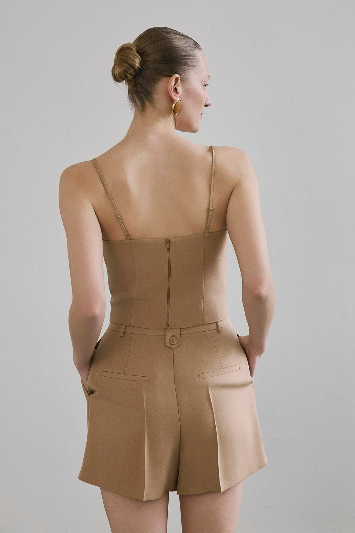 Pleated Side Pocket  Shorts