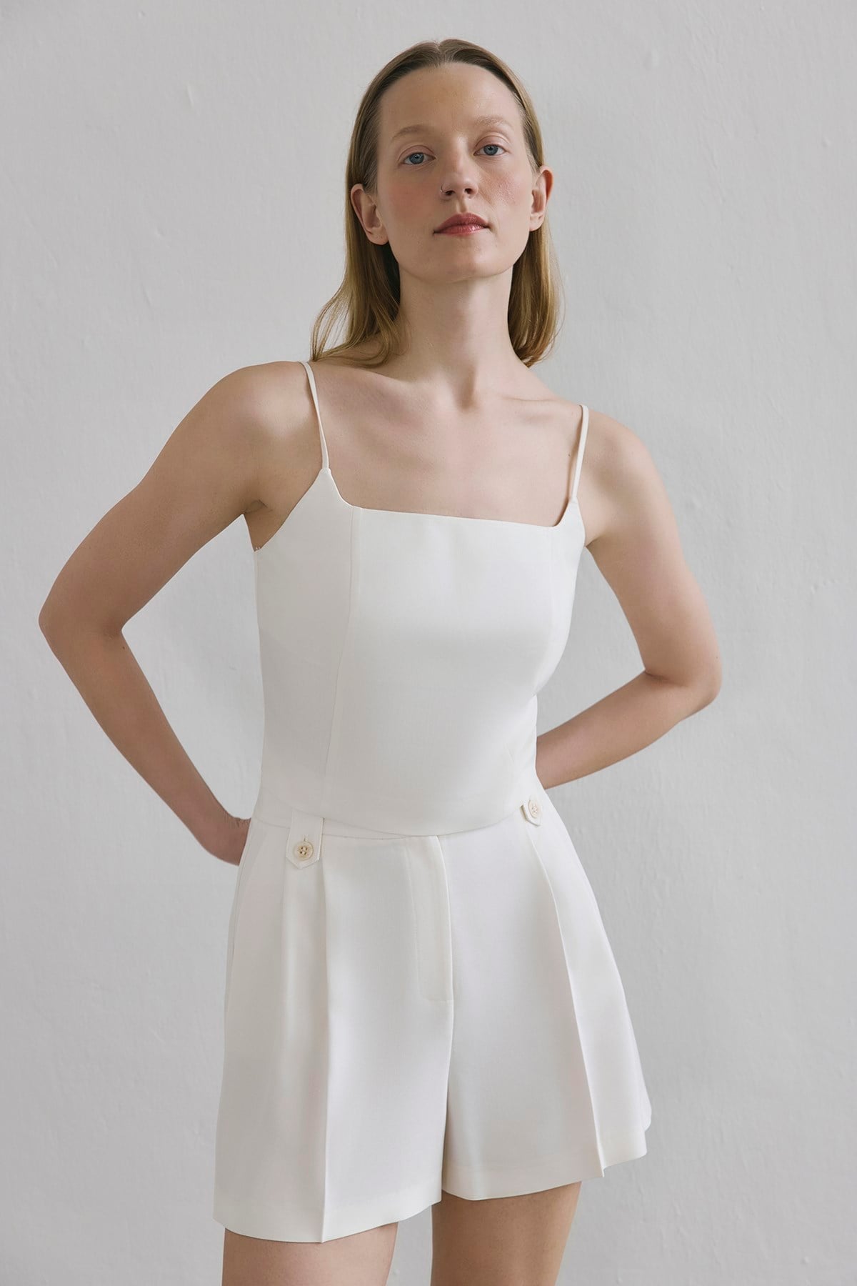 Pleated Side Pocket  Shorts