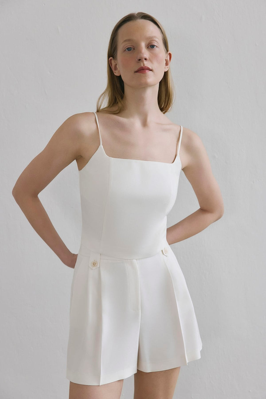 Pleated Side Pocket  Shorts