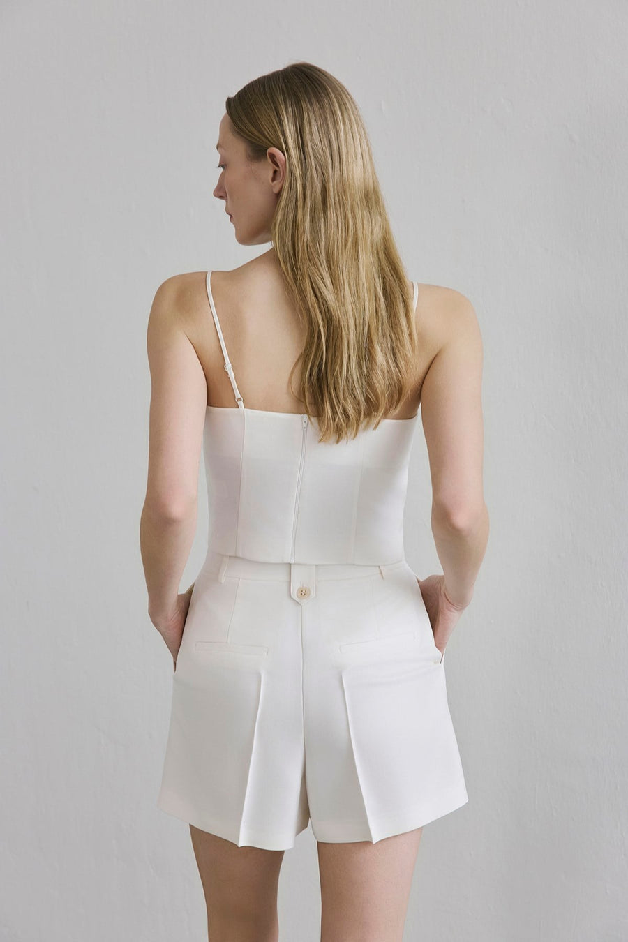 Pleated Side Pocket  Shorts