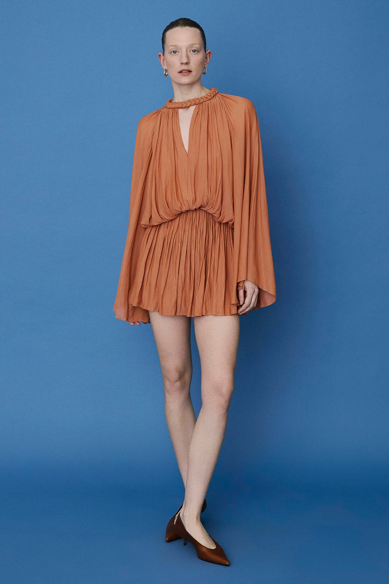Ruffle Sleeve Mini Stone Dress