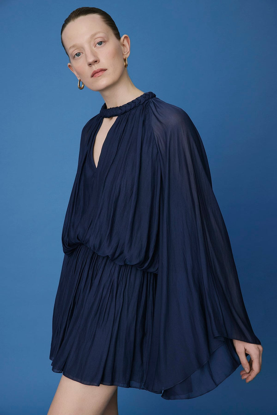 Ruffle Sleeve Mini Stone Dress