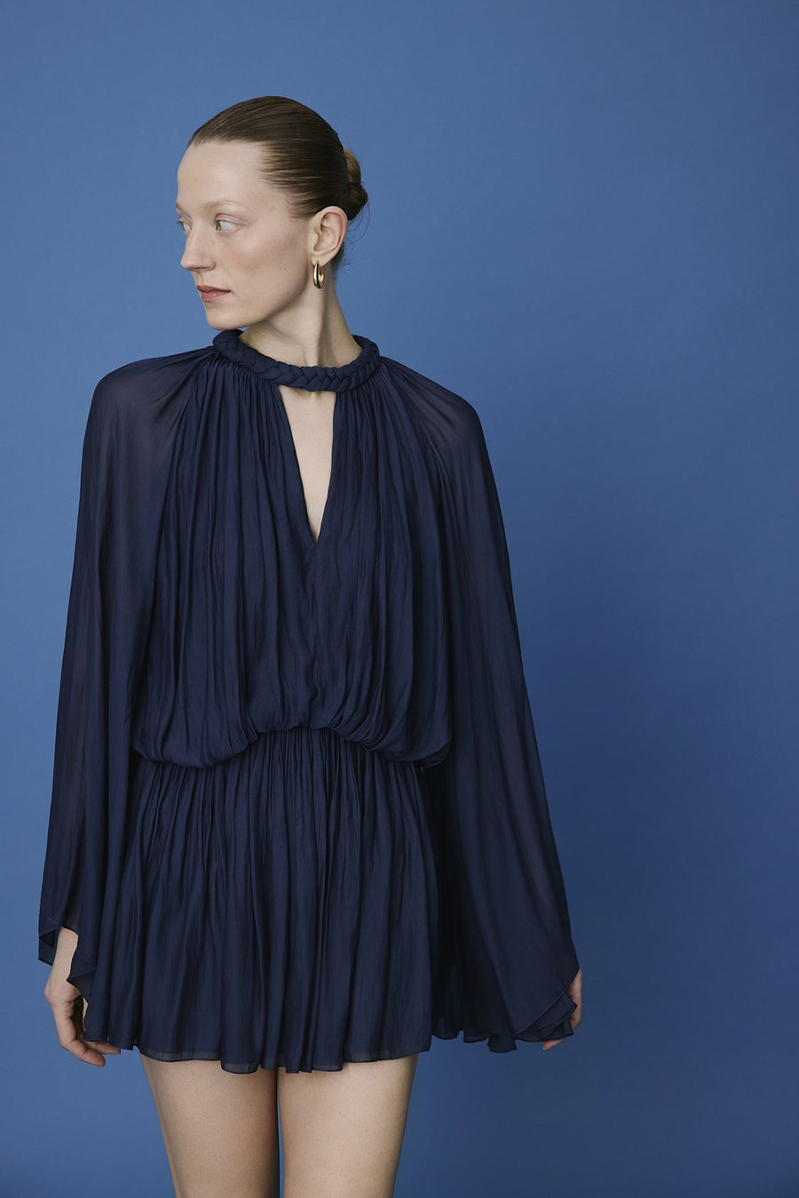 Ruffle Sleeve Mini Stone Dress