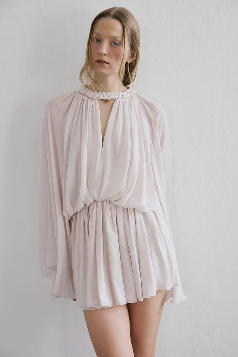Ruffle Sleeve Mini Stone Dress