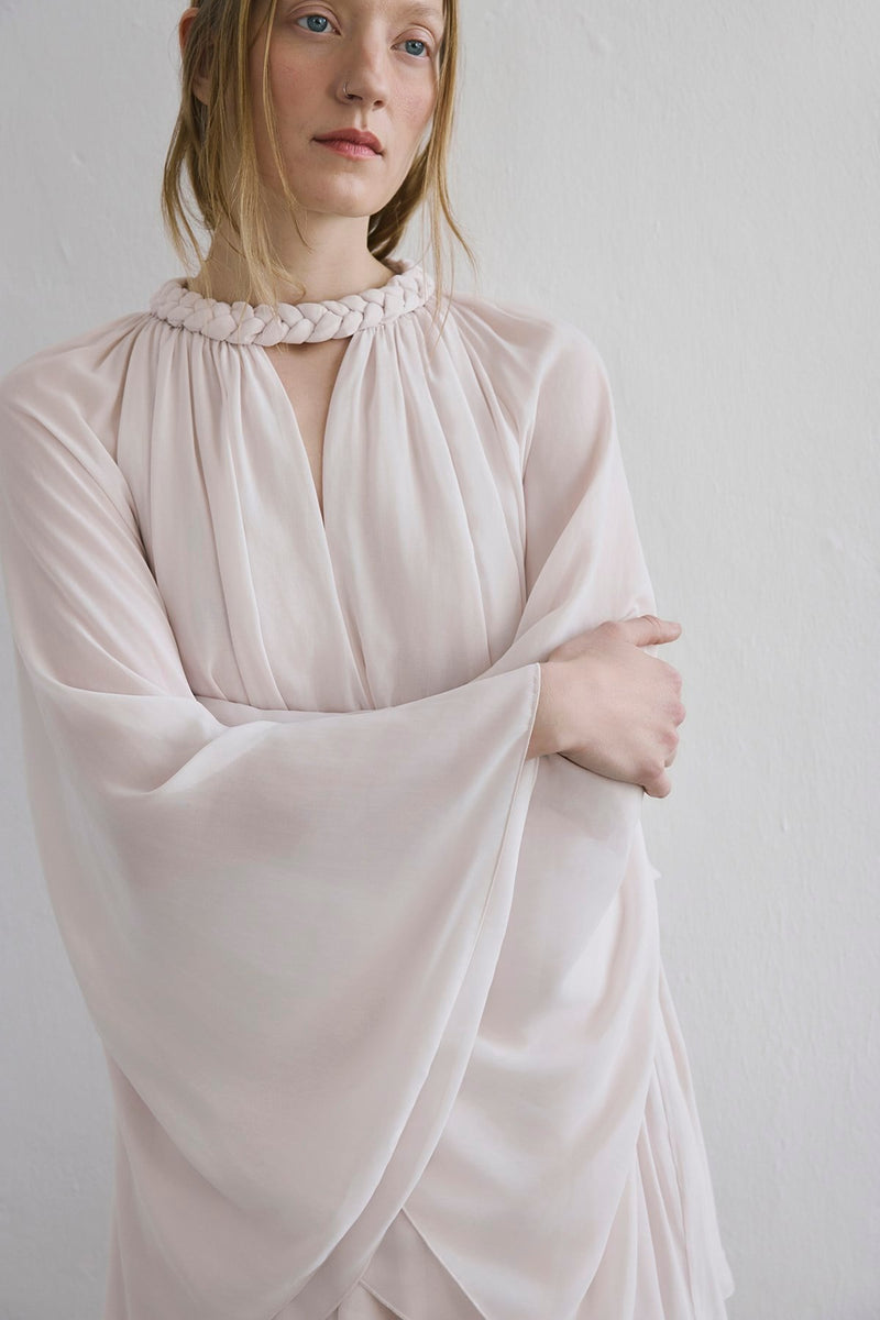 Ruffle Sleeve Mini Stone Dress