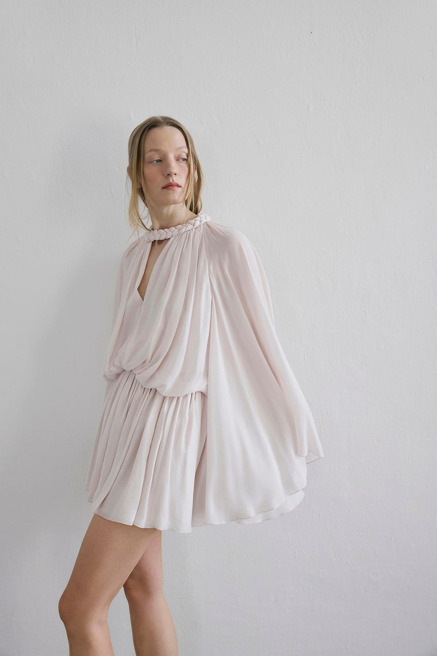 Ruffle Sleeve Mini Stone Dress