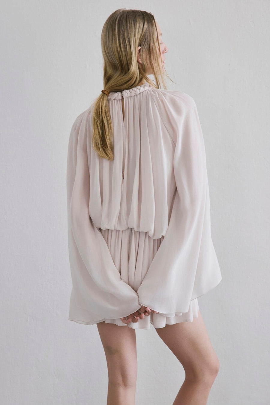 Ruffle Sleeve Mini Stone Dress