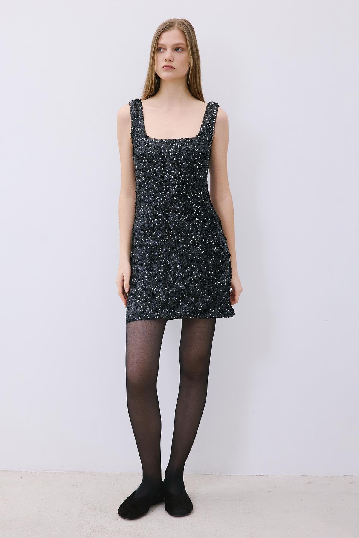 Sequin Mini Dress with Straps