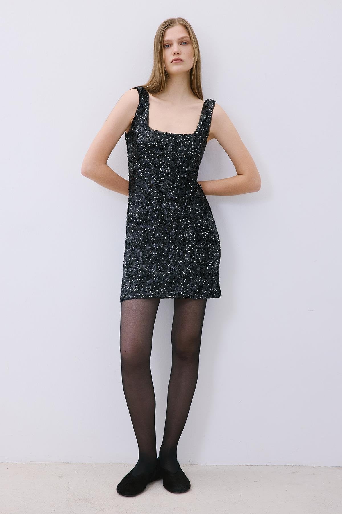 Sequin Mini Dress with Straps