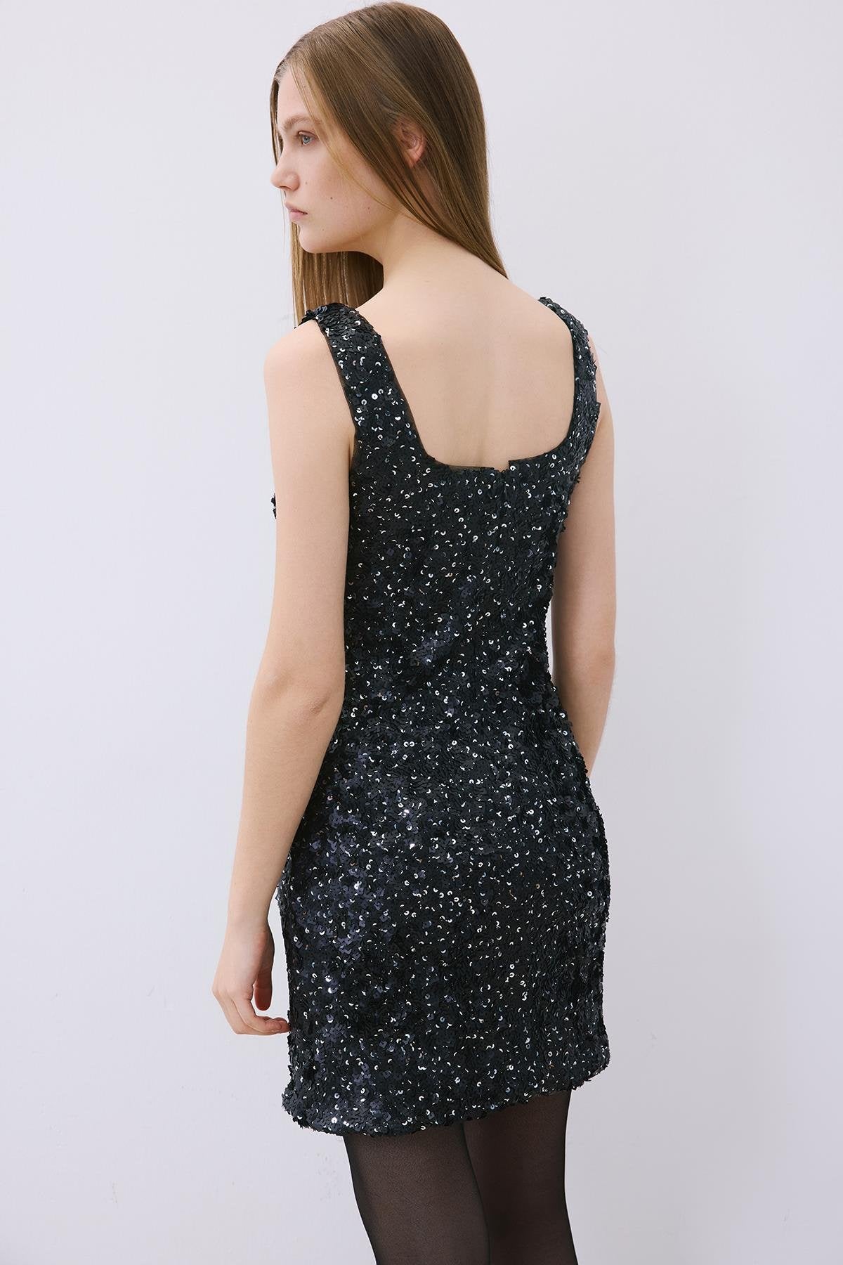 Sequin Mini Dress with Straps