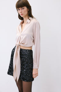 Black Sequined Mini Skirt