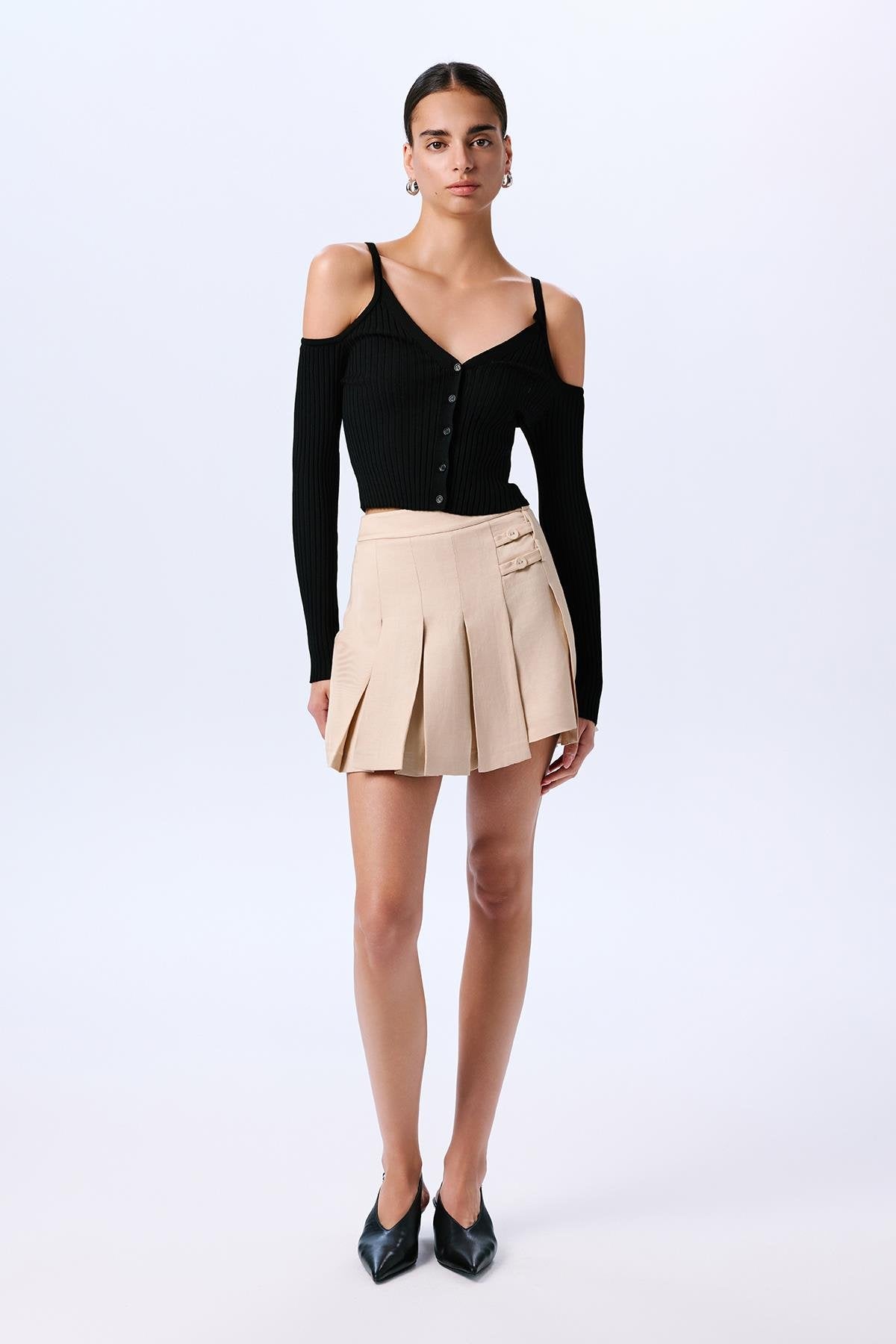 Shoulder Cutout Crop  Blouse