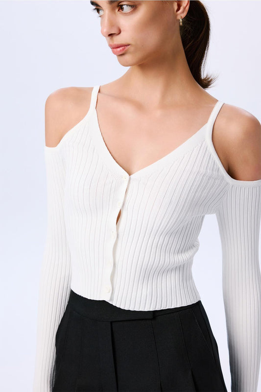 Shoulder Cutout Crop  Blouse