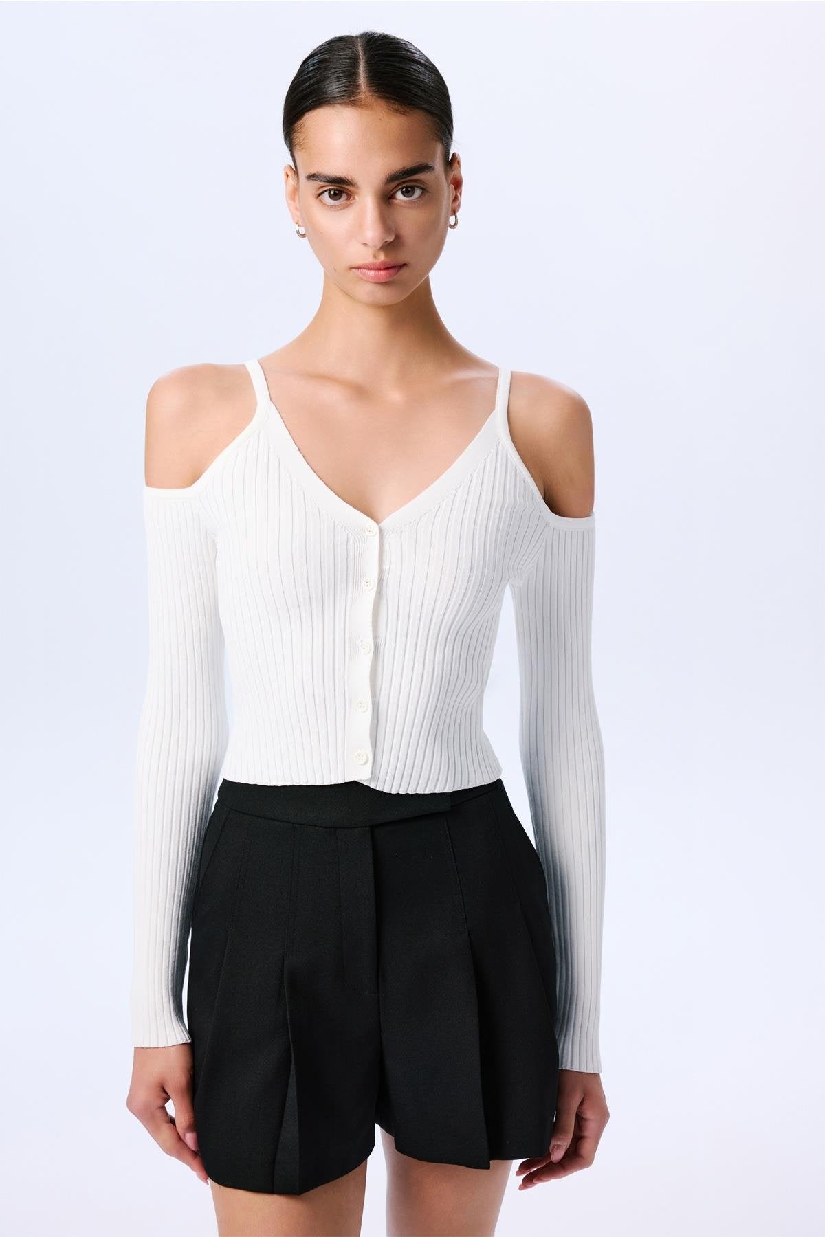 Shoulder Cutout Crop  Blouse