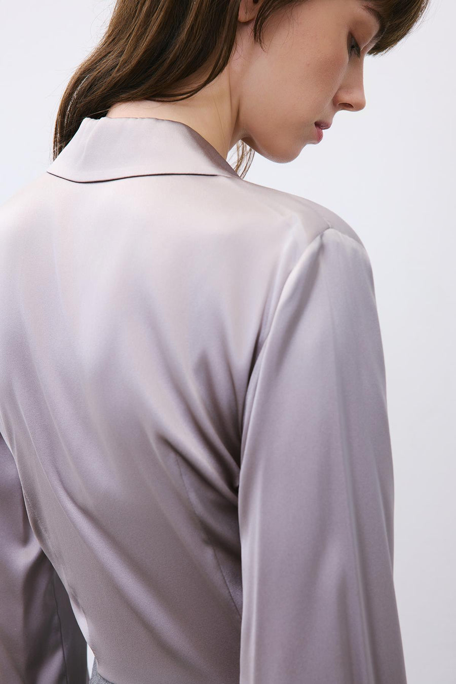 Silk Tie-Front Crop  Shirt Blouse