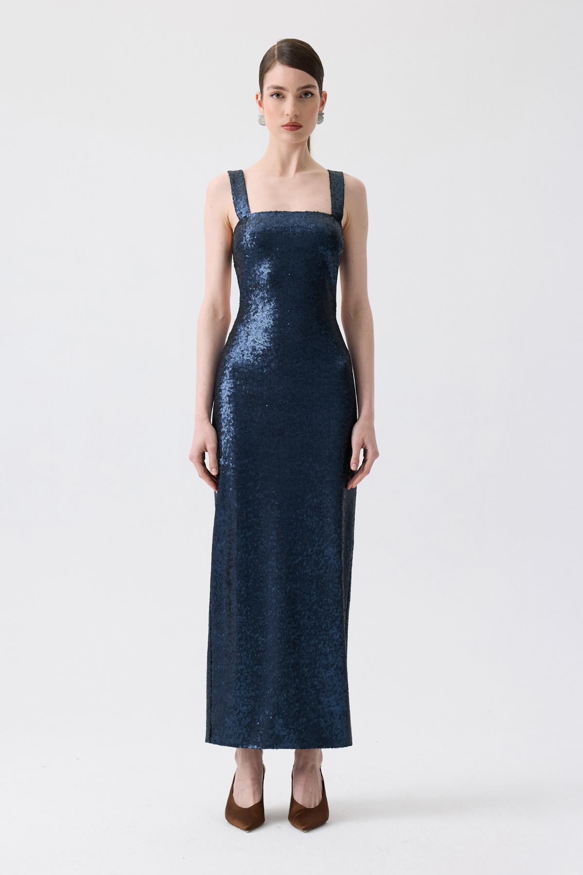 Slit Detail Long  Sequin Dress