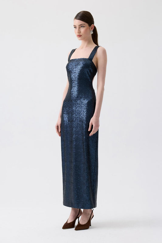Slit Detail Long  Sequin Dress