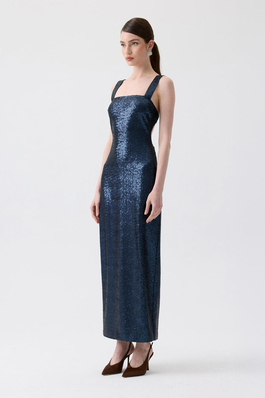 Slit Detail Long  Sequin Dress