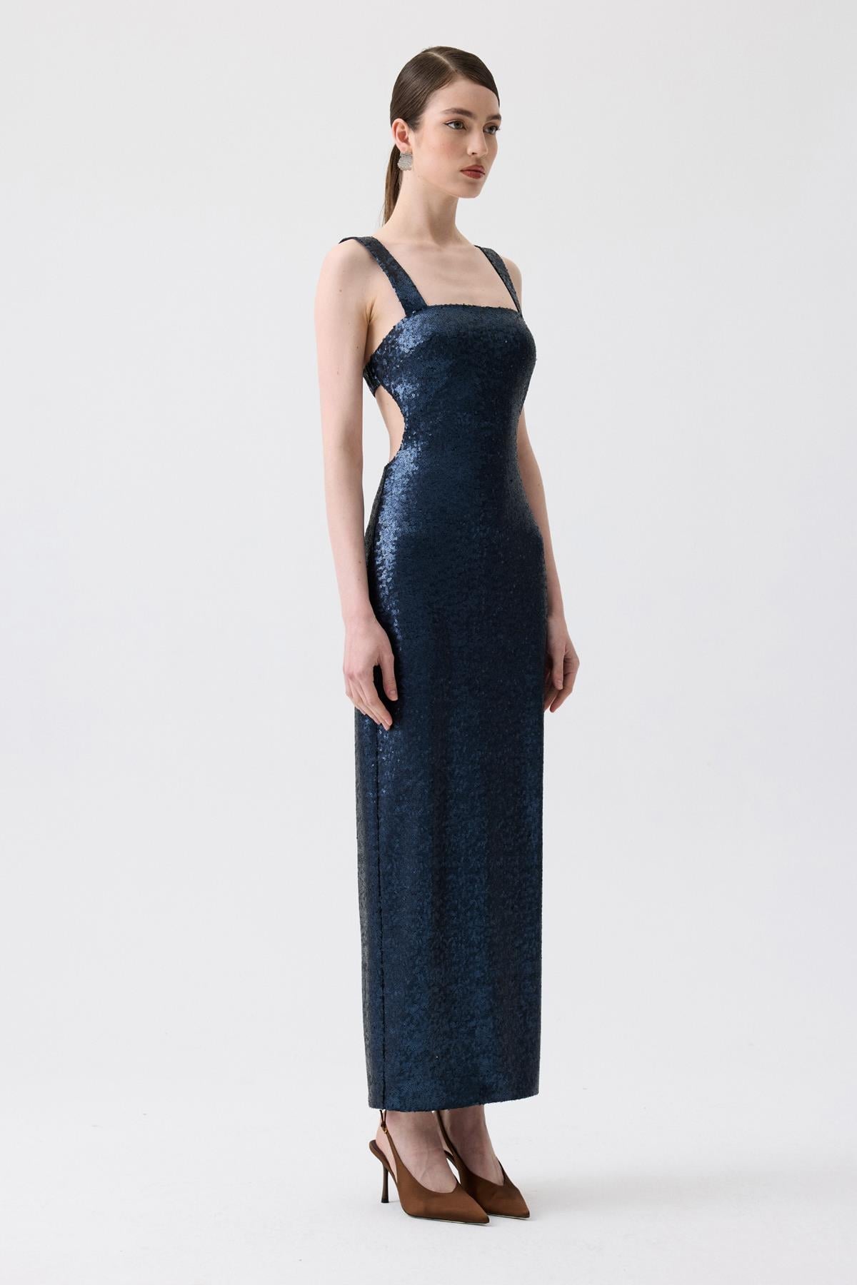 Slit Detail Long  Sequin Dress