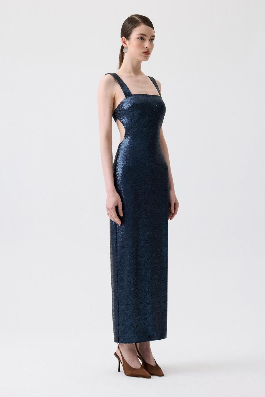 Slit Detail Long  Sequin Dress