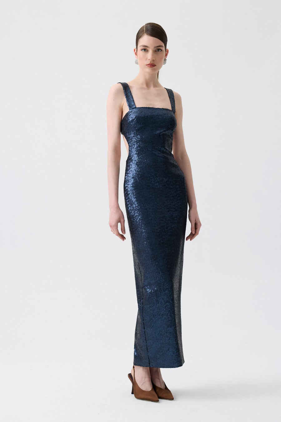 Slit Detail Long  Sequin Dress