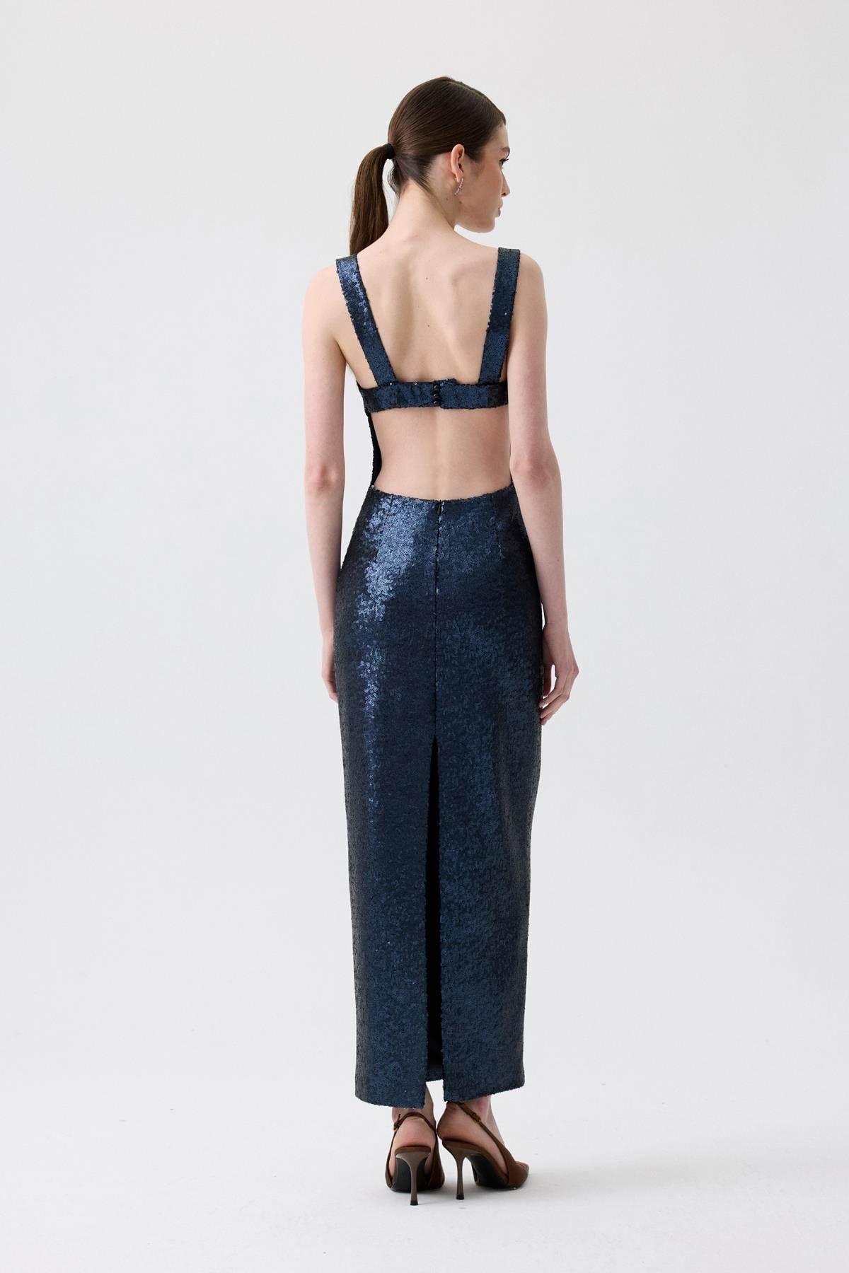Slit Detail Long  Sequin Dress