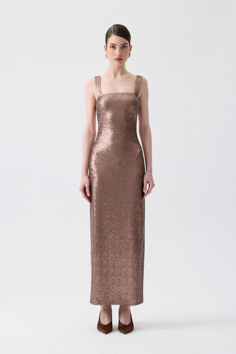 Slit Detail Long  Sequin Dress