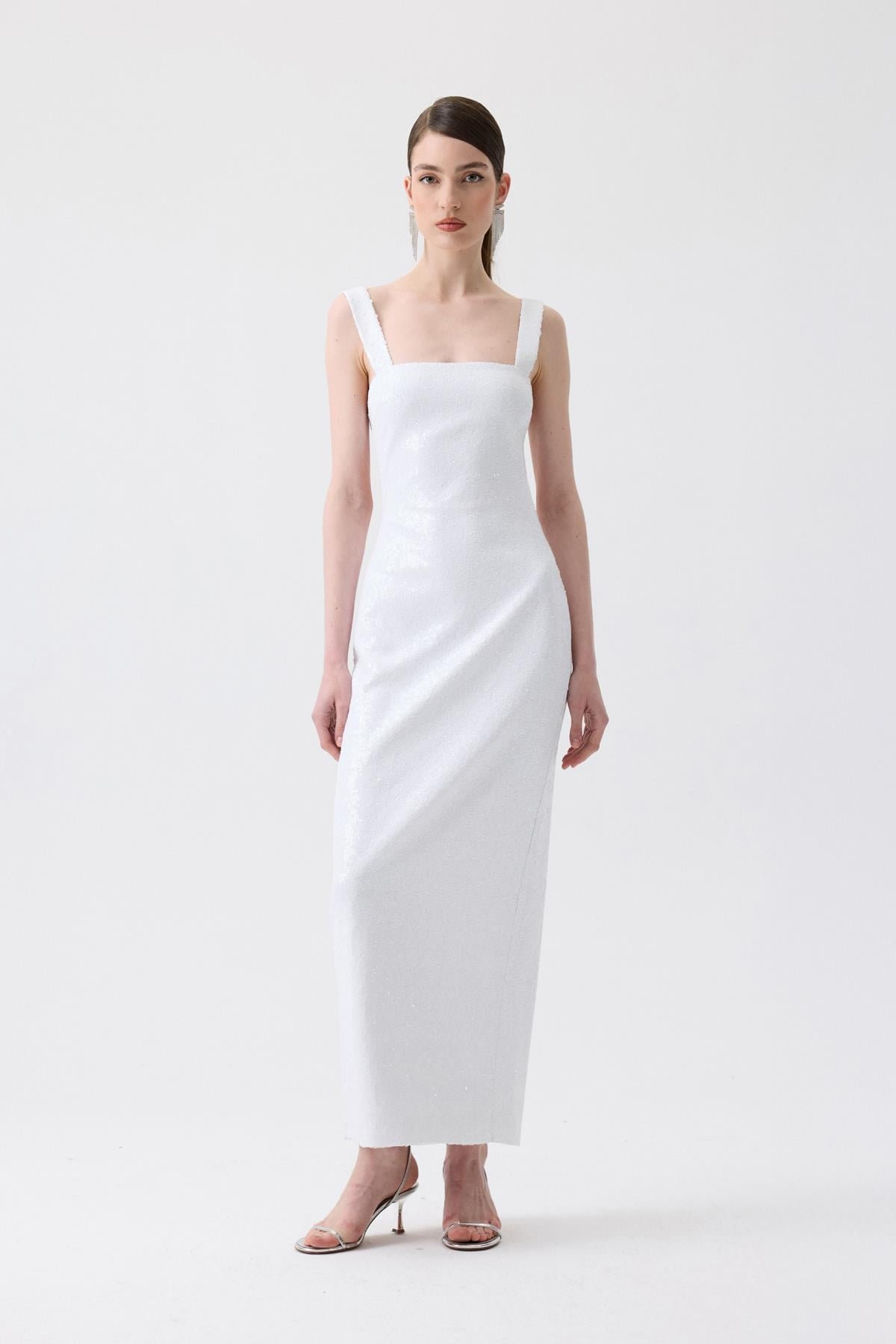Slit Detail Long  Sequin Dress