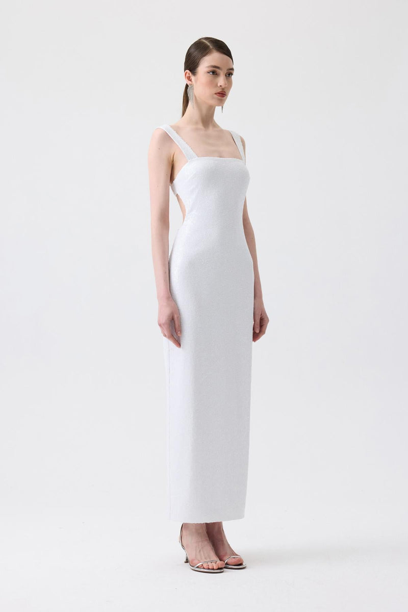 Slit Detail Long  Sequin Dress