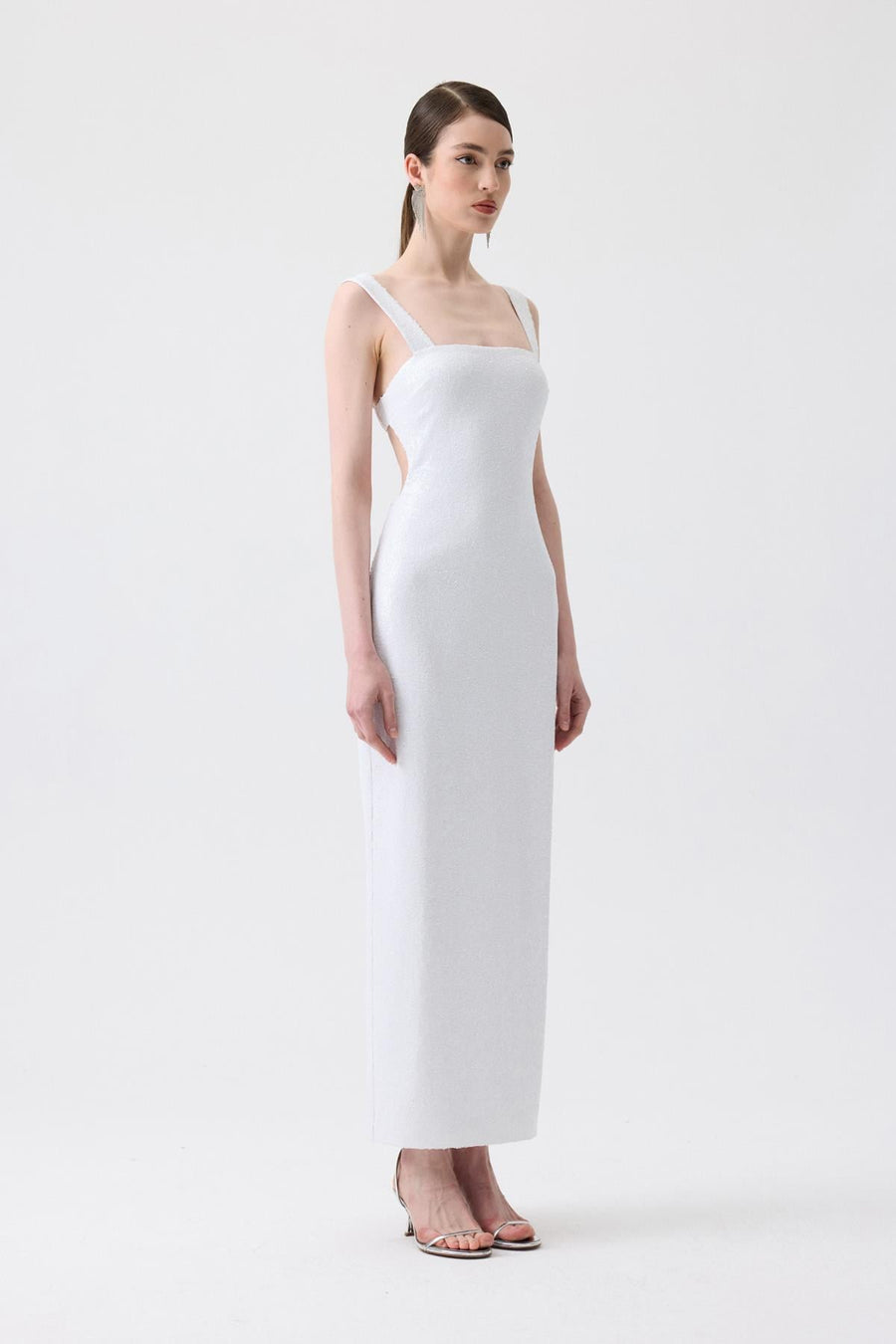 Slit Detail Long  Sequin Dress