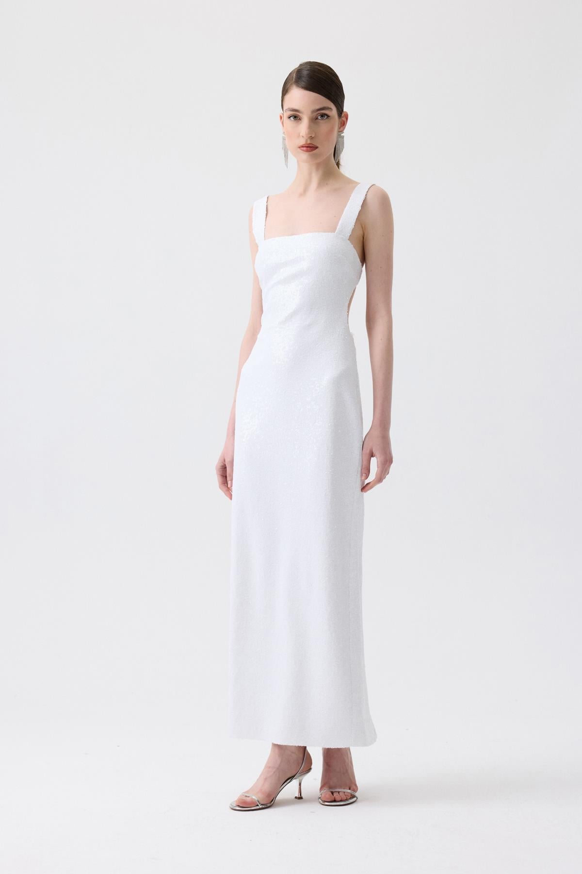Slit Detail Long  Sequin Dress