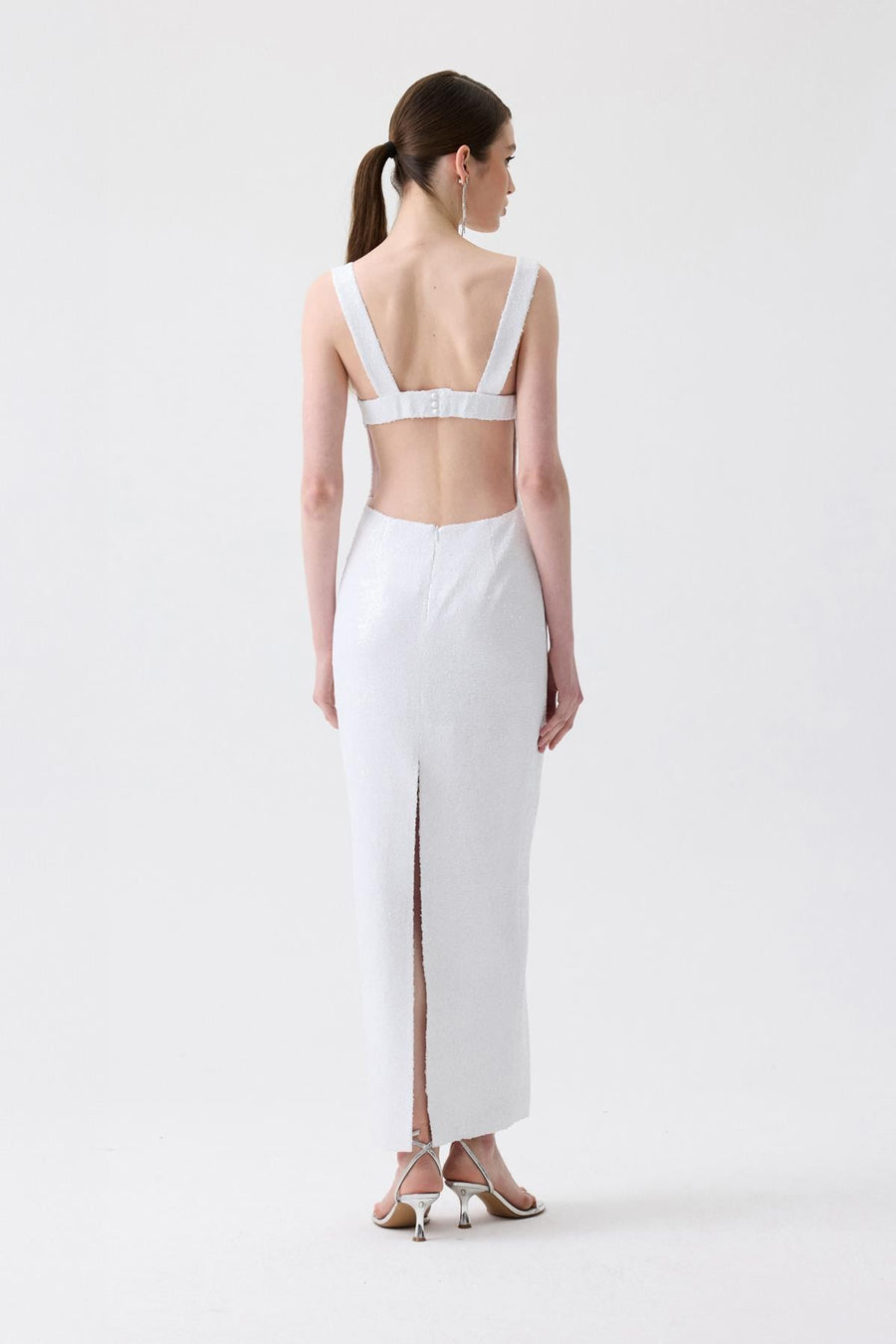 Slit Detail Long  Sequin Dress