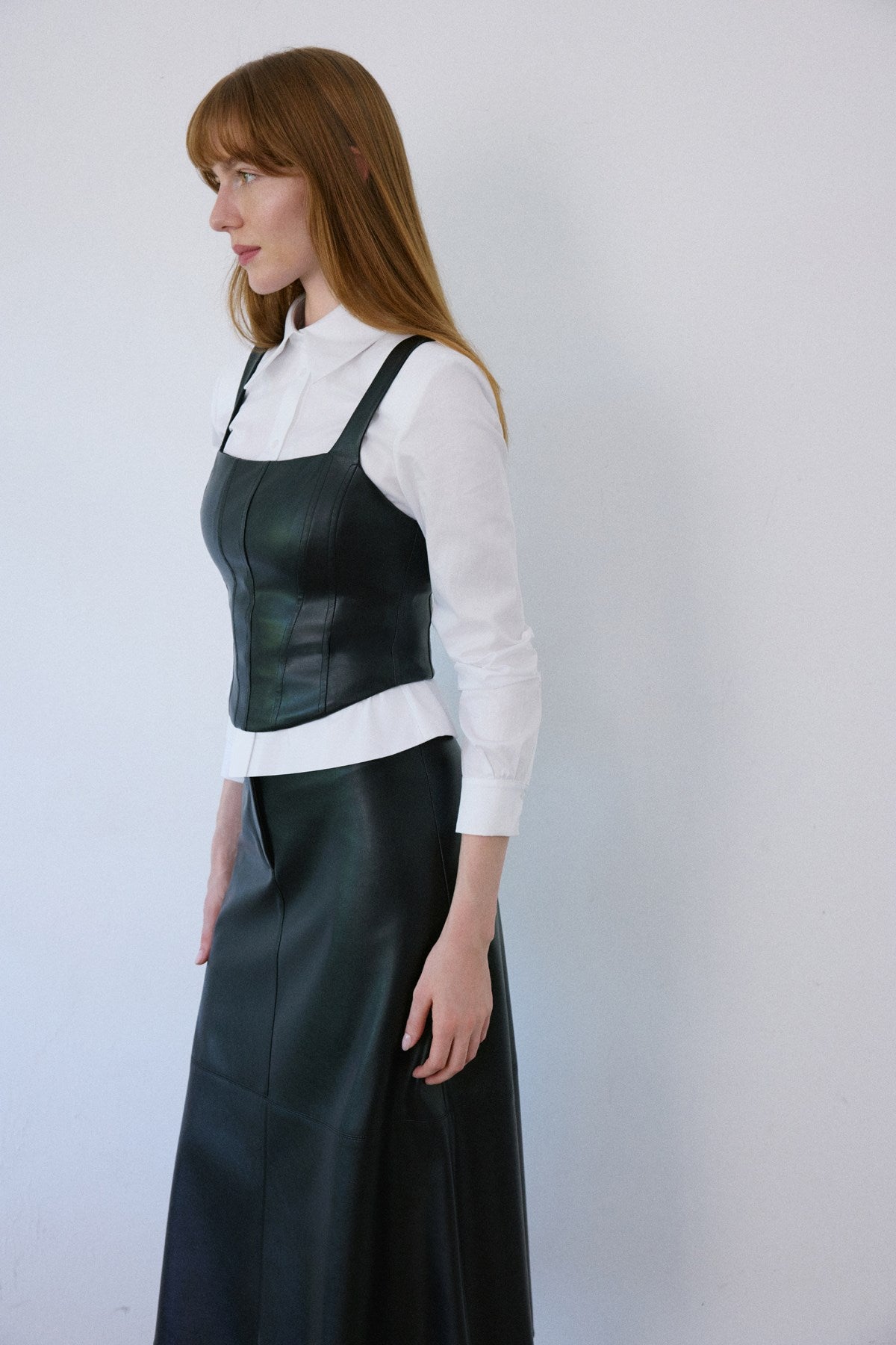 Square Neck Leather Corset  Bustier
