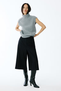 Grimelanj Stand Collar Melange Knit Blouse