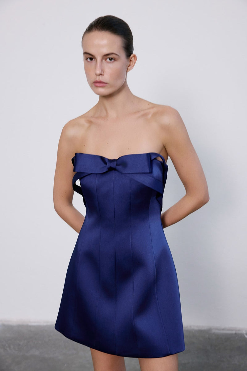 Strapless Bow Detail Mini  Dress