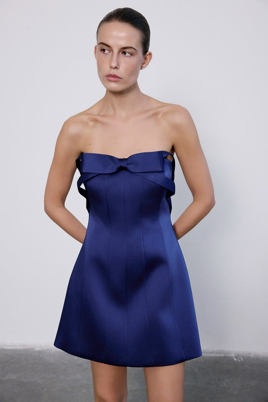 Strapless Bow Detail Mini  Dress