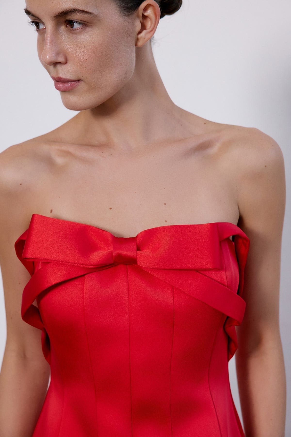 Strapless Bow Detail Mini  Dress