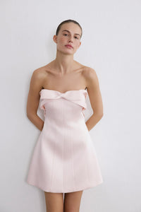 Pink Strapless Bow Detail Mini Dress