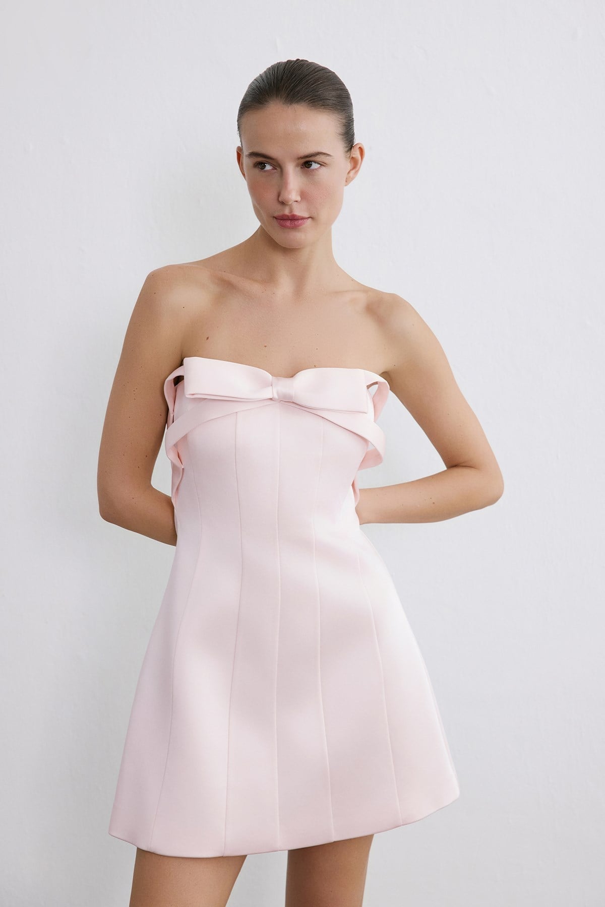 Strapless Bow Detail Mini  Dress