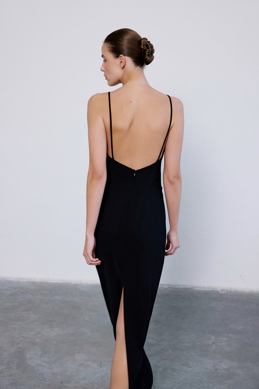 Strapless Slit Long Coral Dress