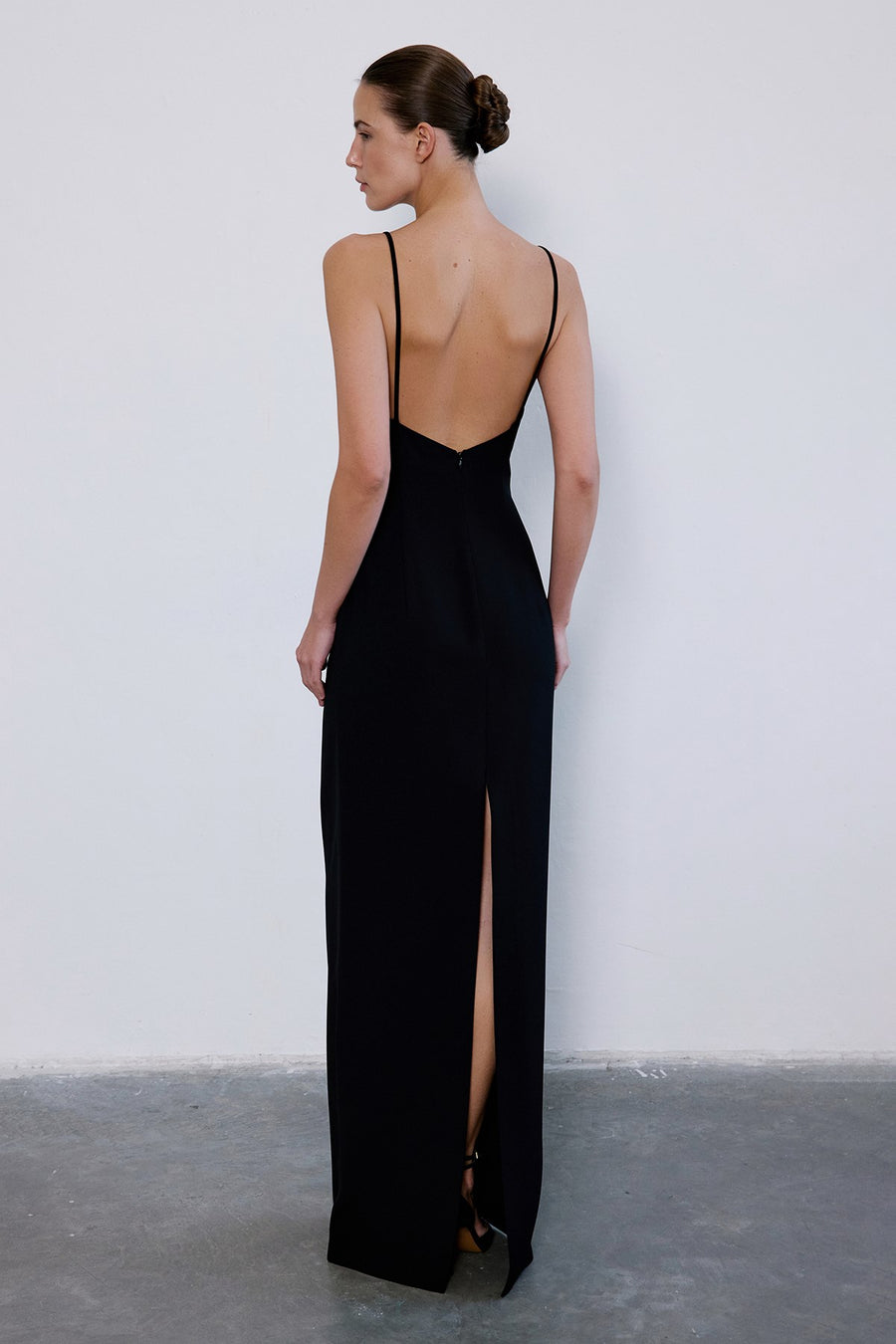 Strapless Slit Long Coral Dress