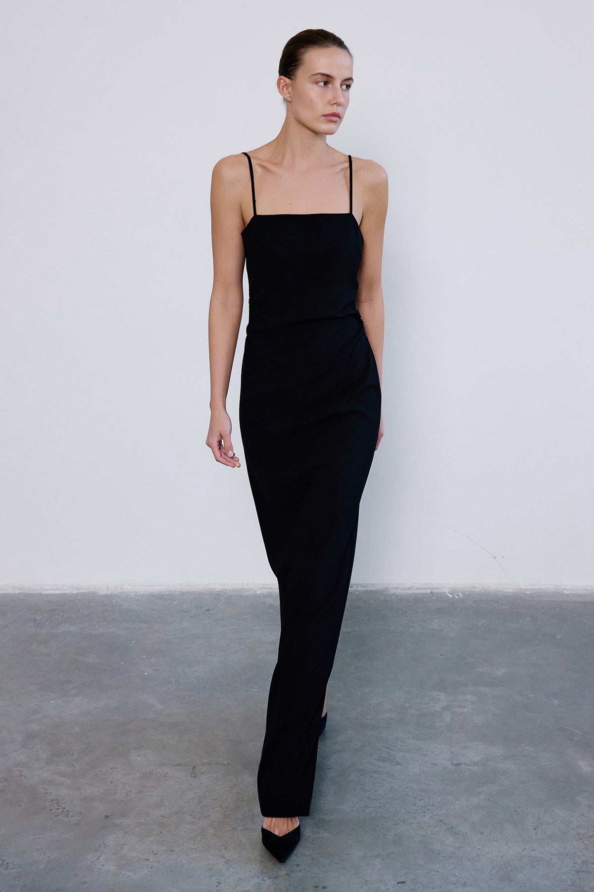 Strapless Slit Long Coral Dress