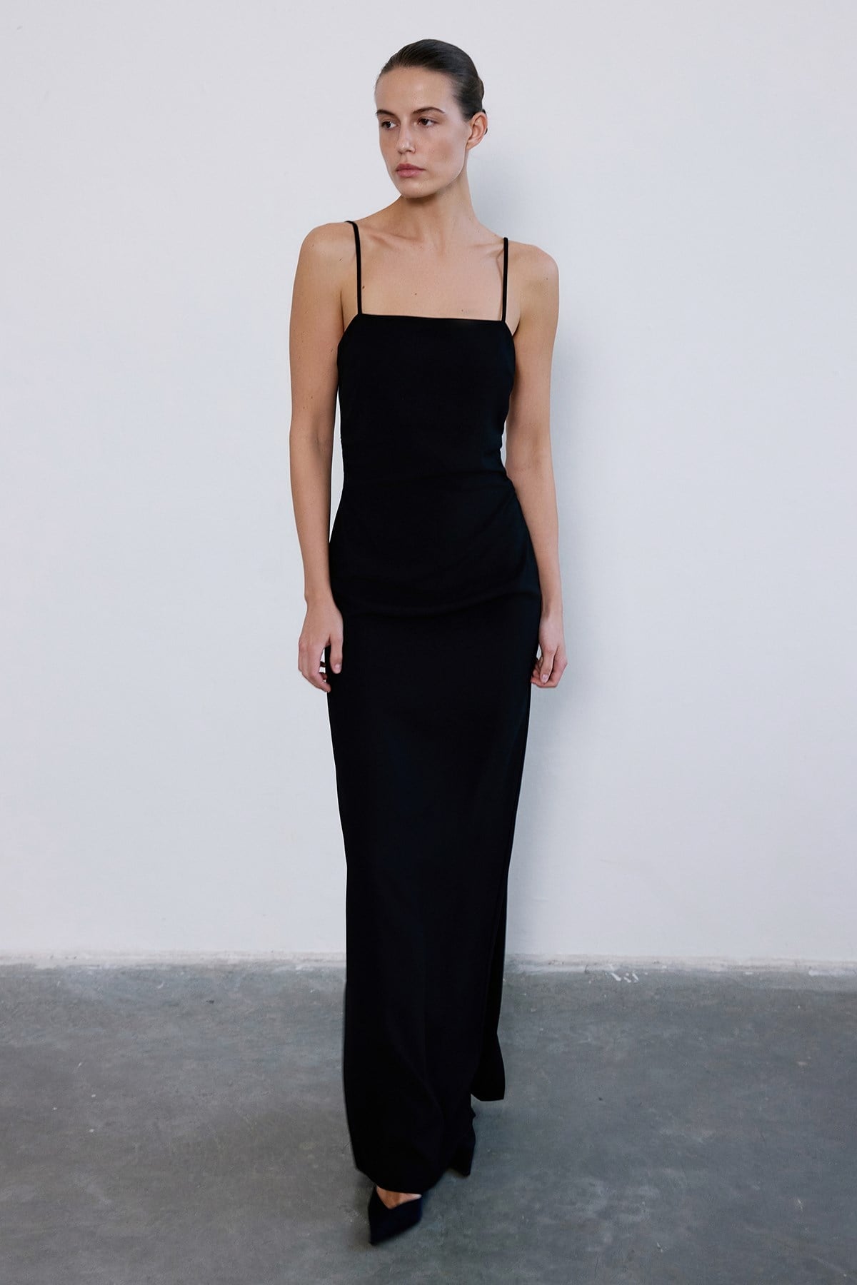 Strapless Slit Long Coral Dress