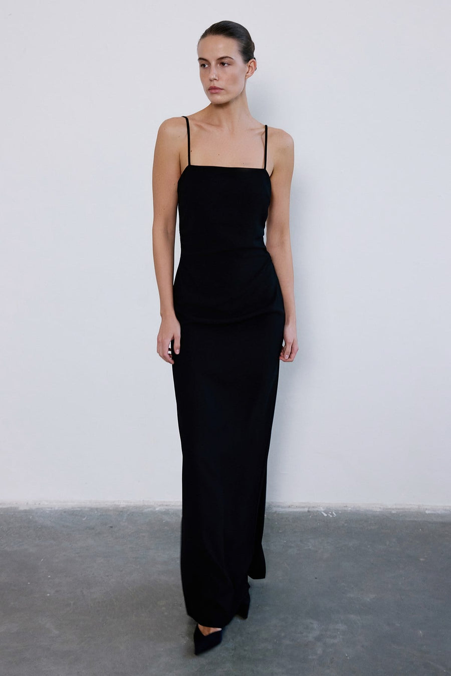 Strapless Slit Long Coral Dress