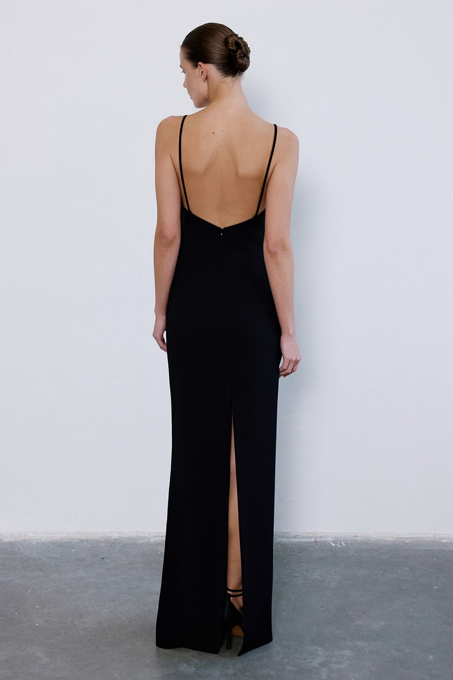 Strapless Slit Long Coral Dress