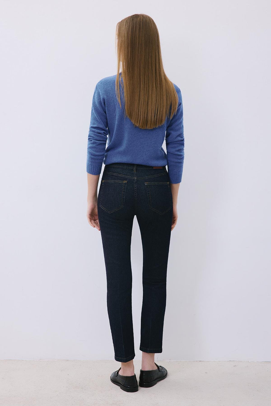 Striped Denim High Waist Pants