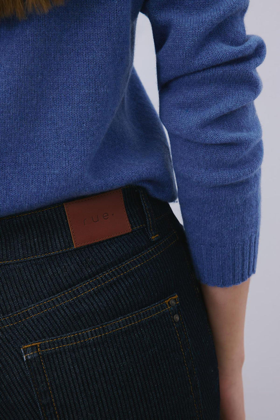 Striped Denim High Waist Pants