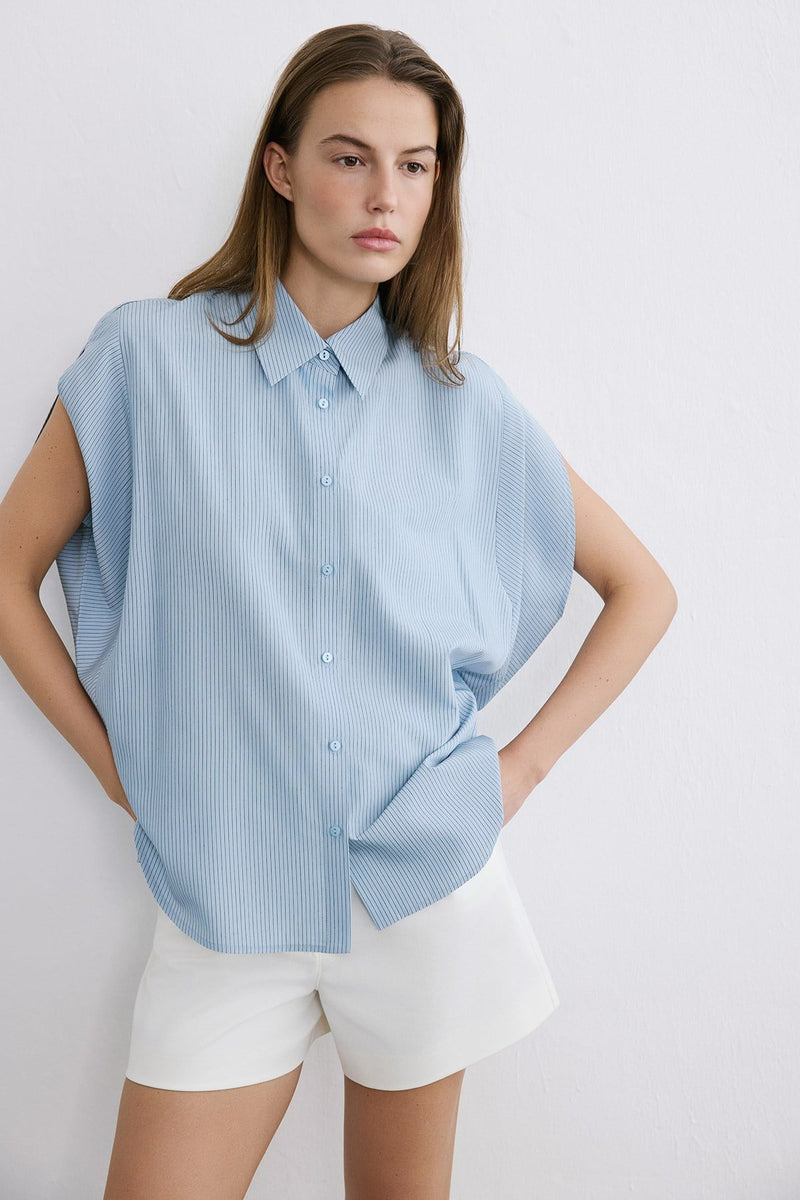 Striped Dropped Sleeve  Shirt