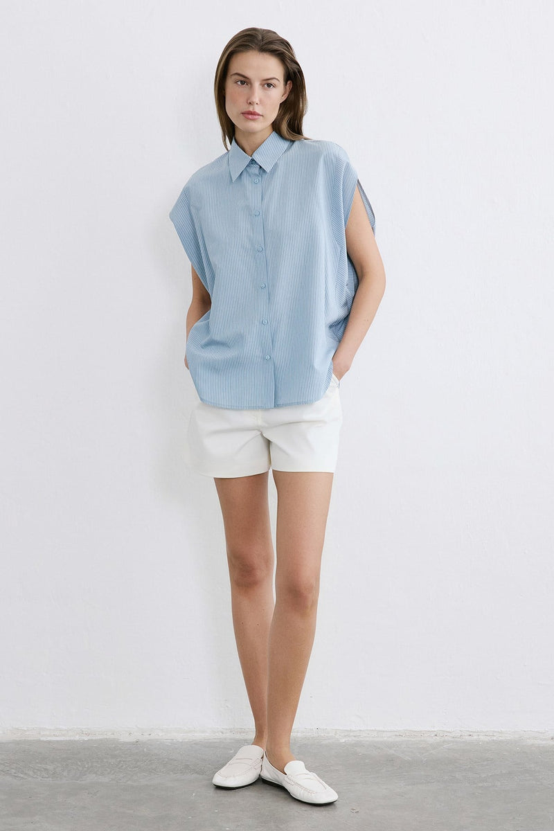 Striped Dropped Sleeve  Shirt